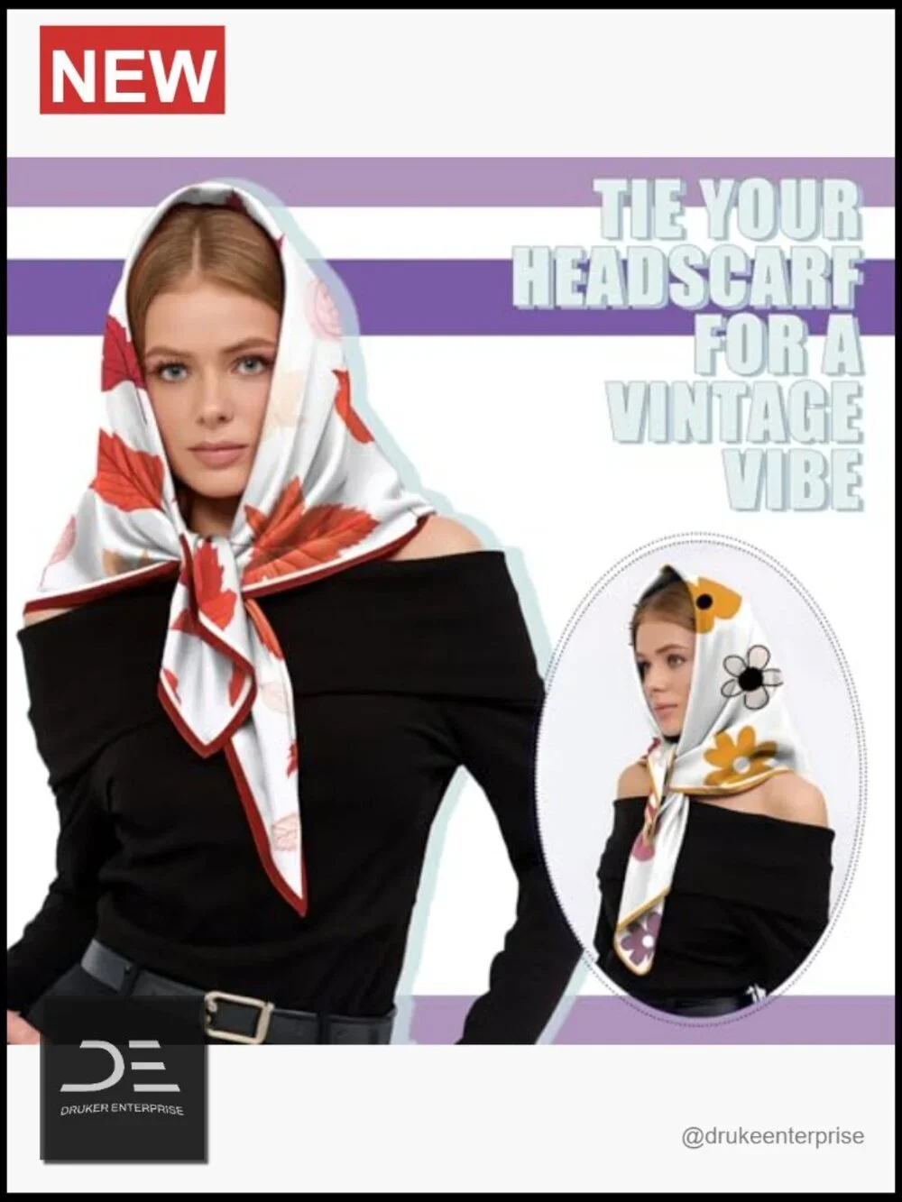 2PCS Satin Scarf Silk Feeling Hair Wrap Lightweight Square 27.5 Inches